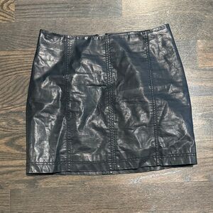 Free people Shiny Black Mini Skirt